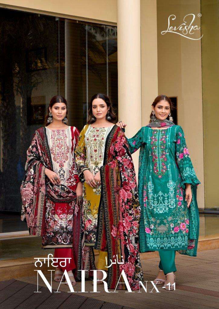 NAIRA NX VOL-11 BY LEVISHA 11013 TO 11019 SERIES CAMBRIC COTTON EMBROIDERY DRESSES