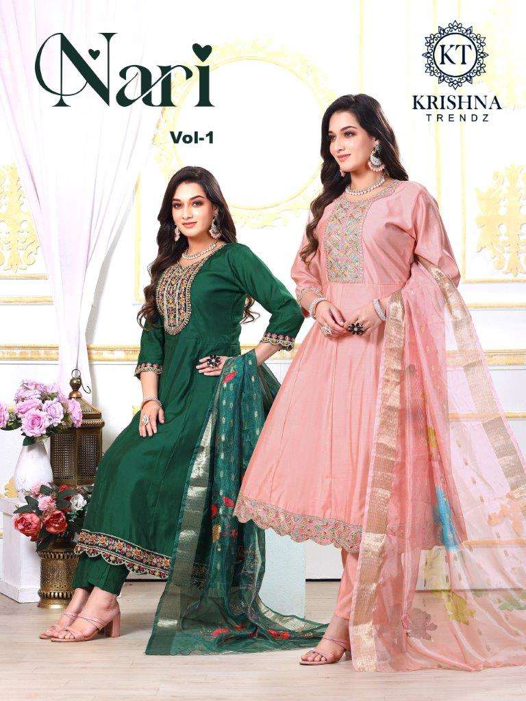 NARI VOL-01 BY KRISHNA TRENDZ DESIGNER FANCY ROMAN SILK PRINTED DRESSES