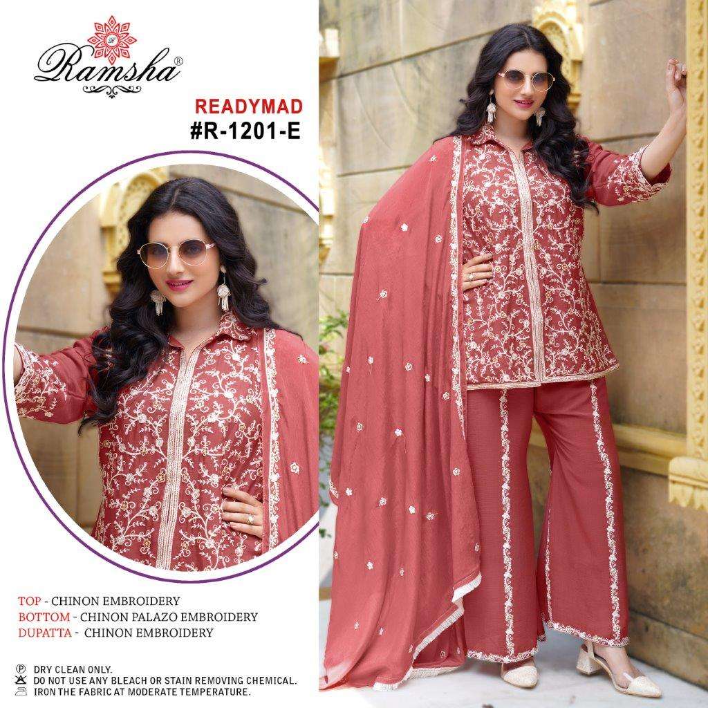 R-1201 COLOURS BY RAMSHA HEAVY EMBROIDERED CHINON PAKISTANI DRESSES