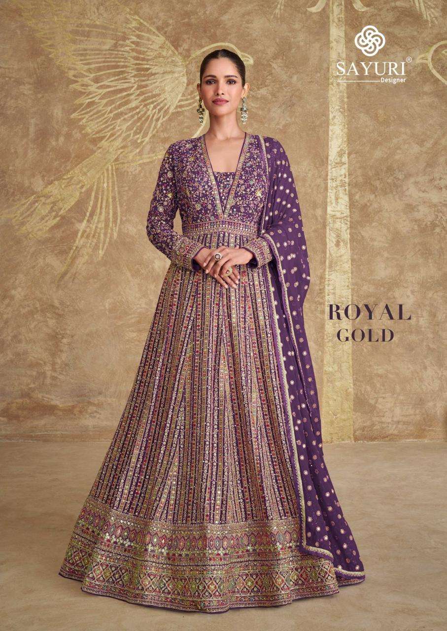 ROYAL GOLD BY SAYURI 5652-A TO 5652-C SERIES FANCY DESIGNER REAL GEORGETTE GOWNS