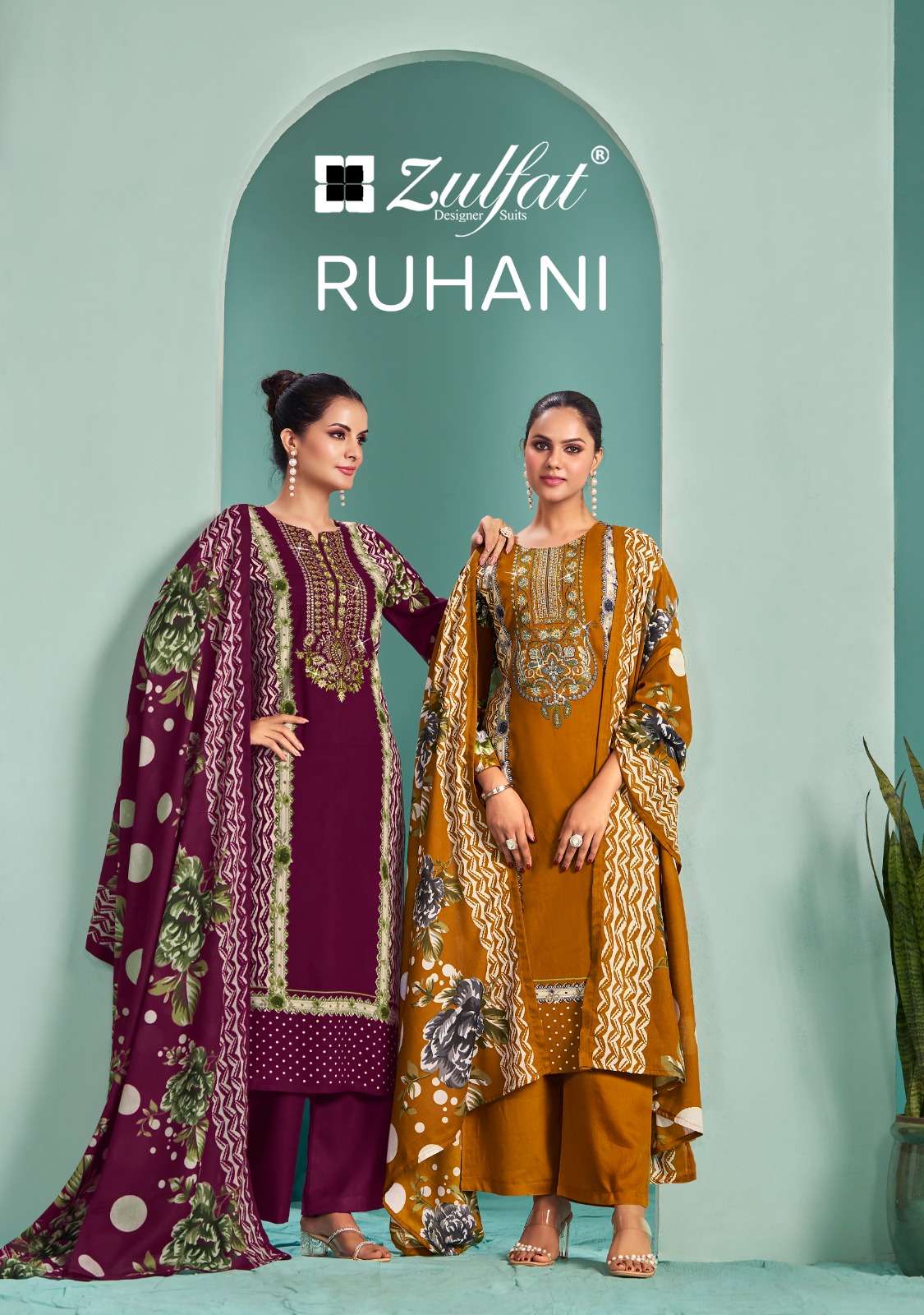 RUHANI VOL-01 BY ZULFAT 601-001 TO 601-006 SERIES DESIGNER VISCOSE PRINT DRESSES