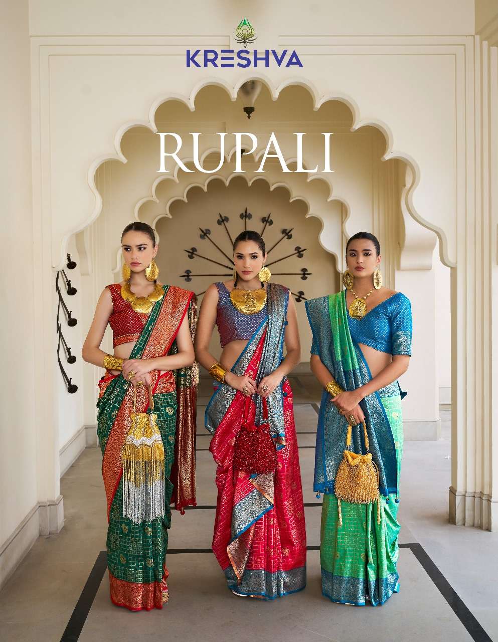 RUPALI BY KRESHVA 124 TO 129 SERIES SOFT PV BANARASI SILK PRINTED SAREES