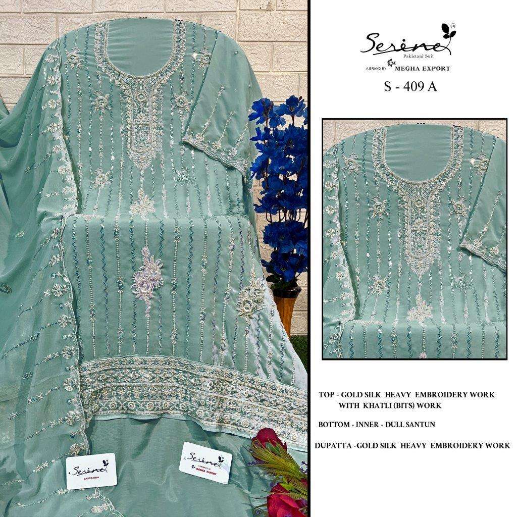 S-409 COLOURS BY SERENE DESIGNER CRUSH SILK EMBROIDERY PAKISTANI DRESSES