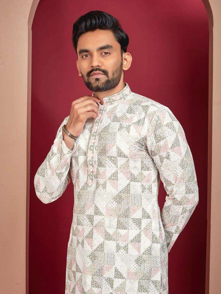 SITARA BY ASLIWHOLESALE DESIGNER SOFT RAYON MENS LUCKNOWI KURTA PAJAMA