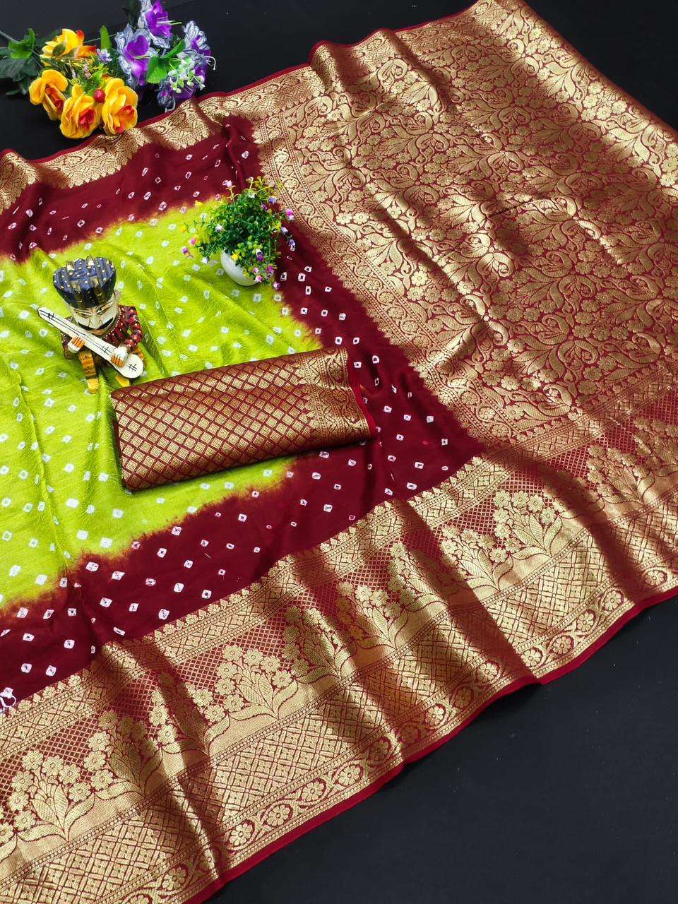 SSM JACQUARD VOL-02 BY ASLIWHOLESALE DESIGNER PURE BANDHEJ SILK SAREES