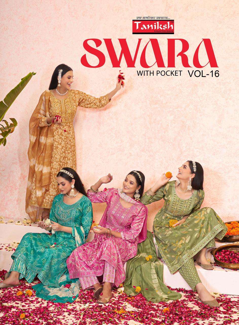 SWARA VOL-16 BY TANIKSH 16001 TO 16008 SERIES DESIGNER RAYON STITCHED DRESSES