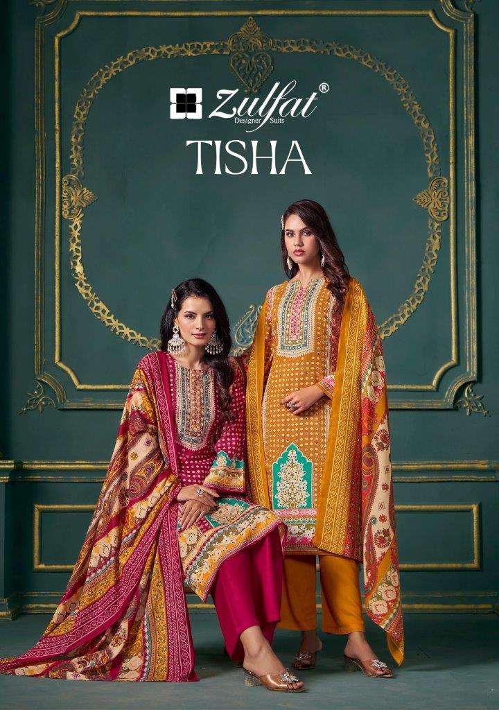 TISHA VOL-01 BY ZULFAT 605-001 TO 605-006 SERIES DESIGNER VISCOSE PRINT DRESSES