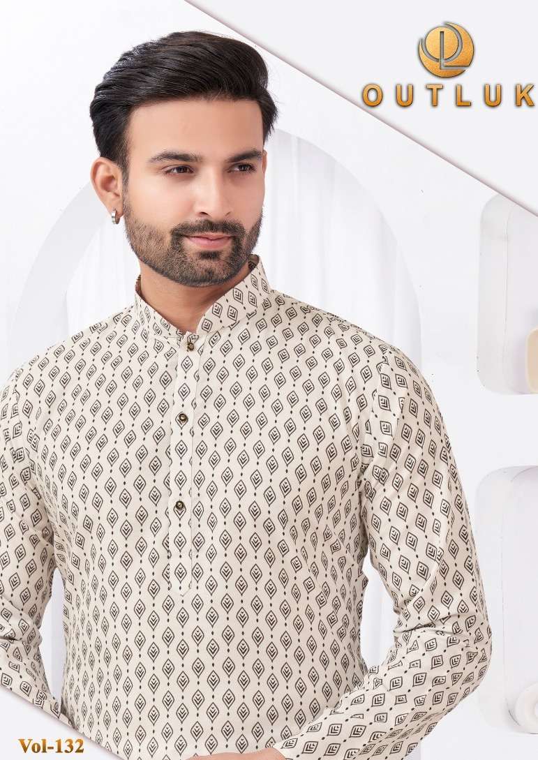 WEDDING COLLECTION VOL-132 BY OUTLUK 132001 TO 132008 SERIES MENS KURTAS WITH PAJAMA