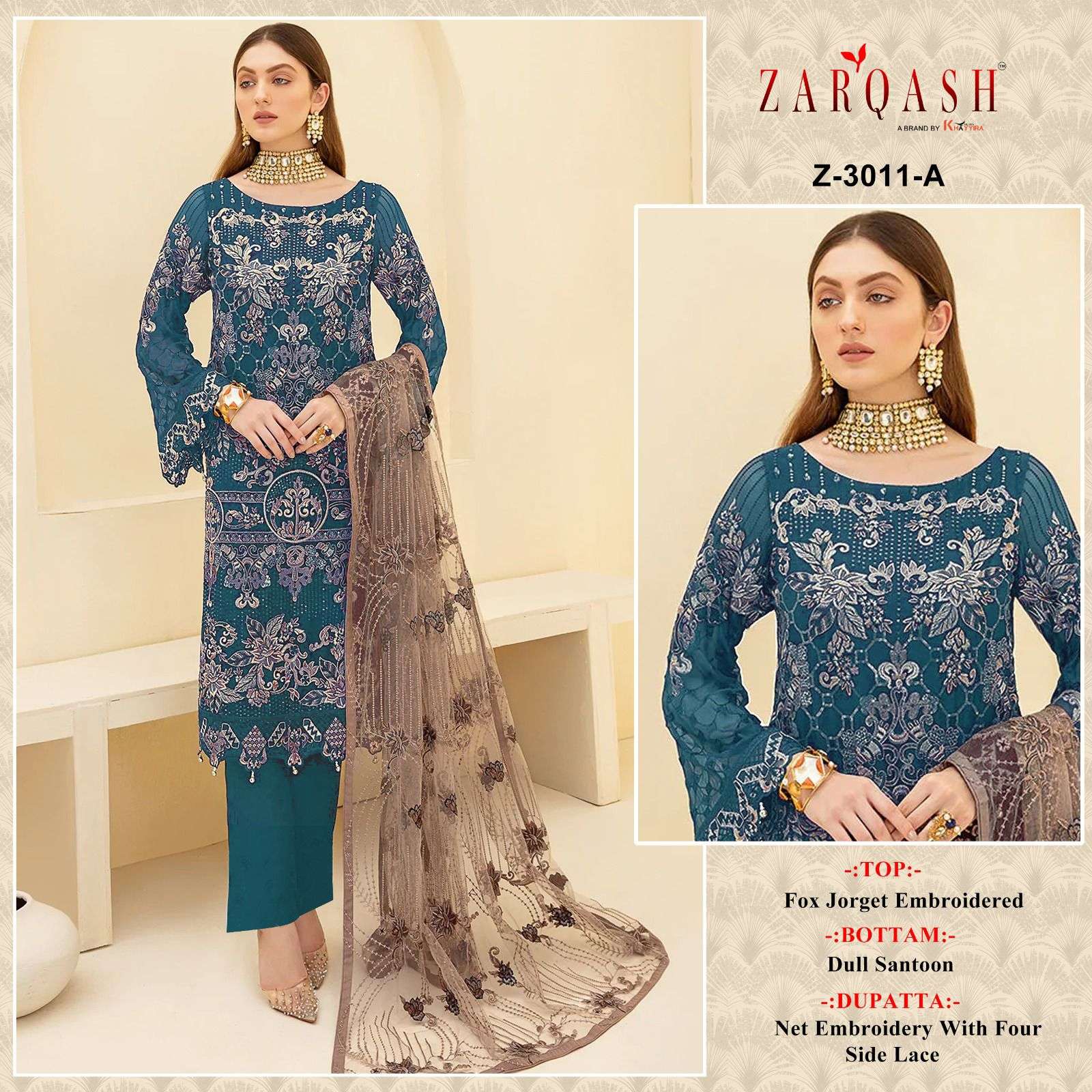 Z-3011 COLOURS BY ZARQASH DESIGNER GEORGETTE EMBROIDERY PAKISTANI DRESSES