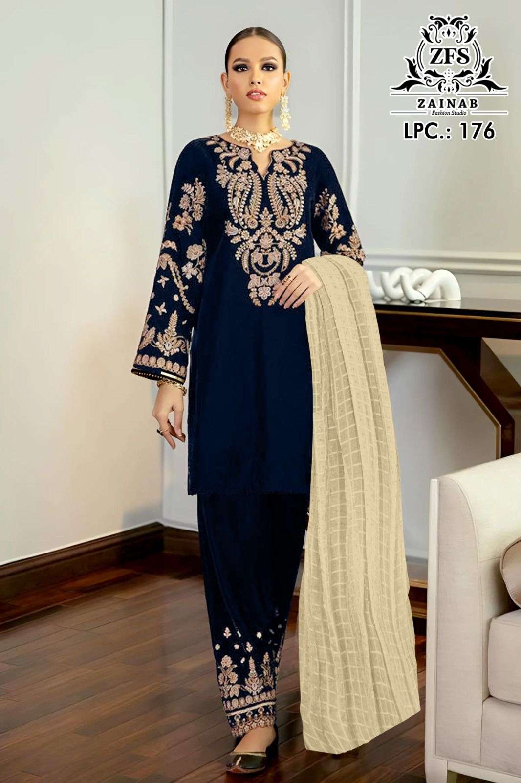 ZF-176 COLOURS BY ZAINAB FASHION FANCY 9000 VELVET EMBROIDERY DRESSES