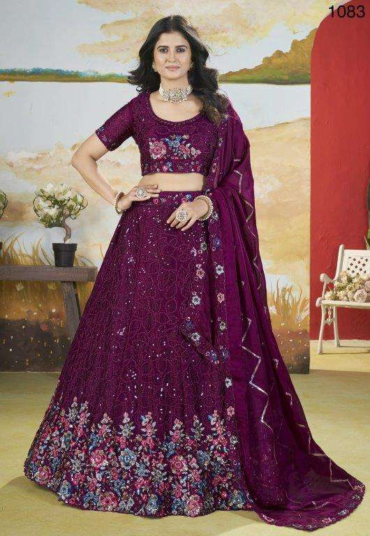 1083 HIT COLOUR BY ASLIWHOLESALE DESIGNER PURE CHINON SEQUNCE LEHENGA