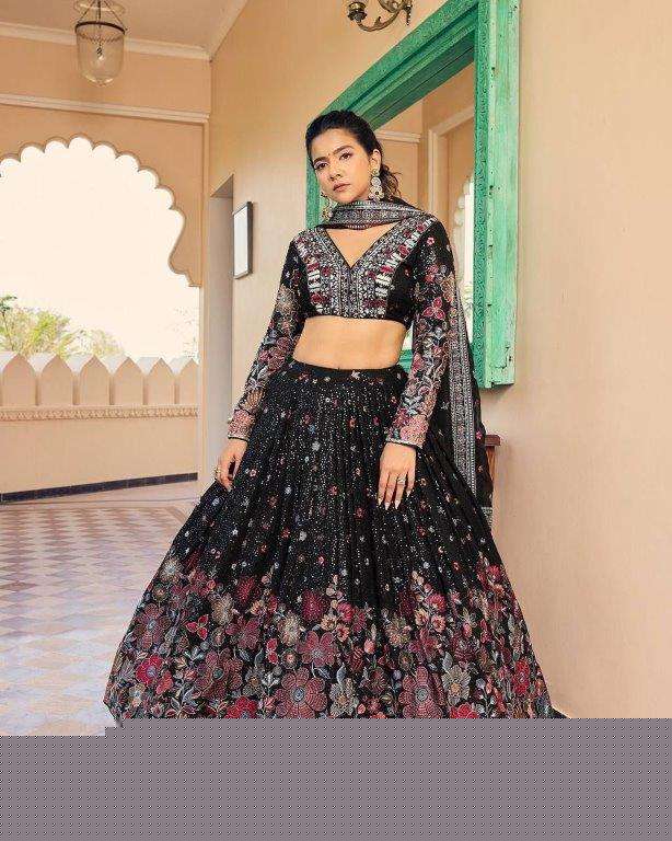 286 HIT COLOR BY ASLIWHOLESALE DESIGNER FANCY FAUX GEORGETTE LEHENGAS