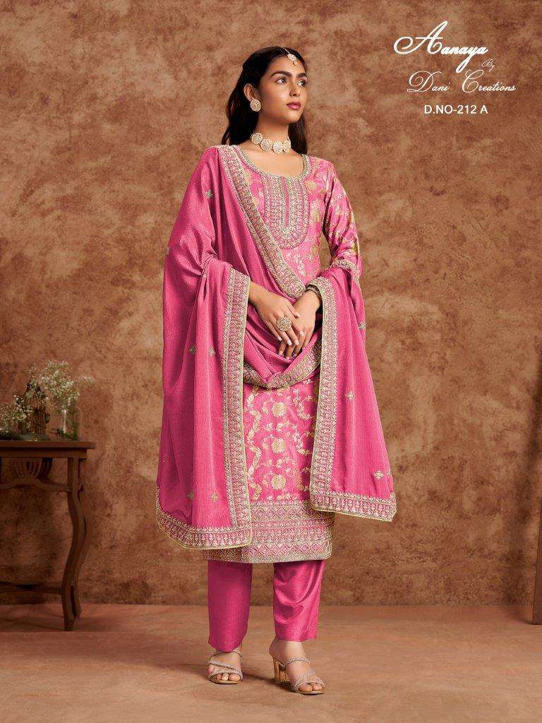 AANAYA VOL-212 BY TWISHA 212-A TO 212-D SERIES DESINGER SILK EMBROIDERY DRESSES