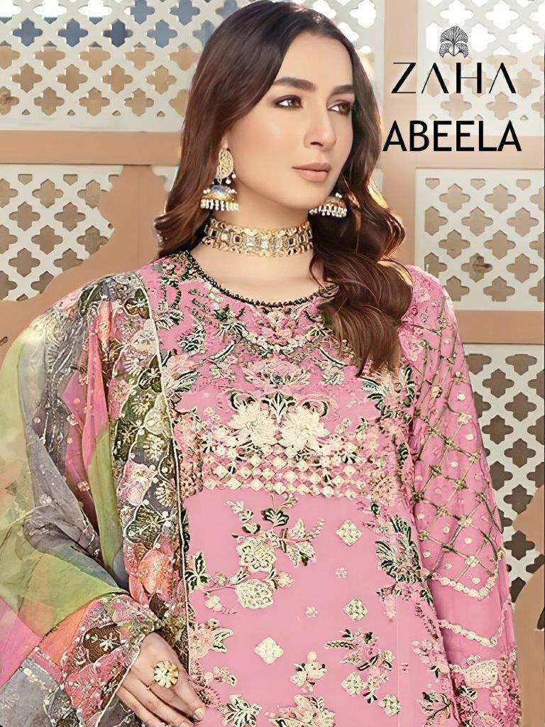 ABEELA VOL-01 BY ZAHA DESIGNER ORANGZA HEAVY EMBROIDERY PAKISTANI DRESSES