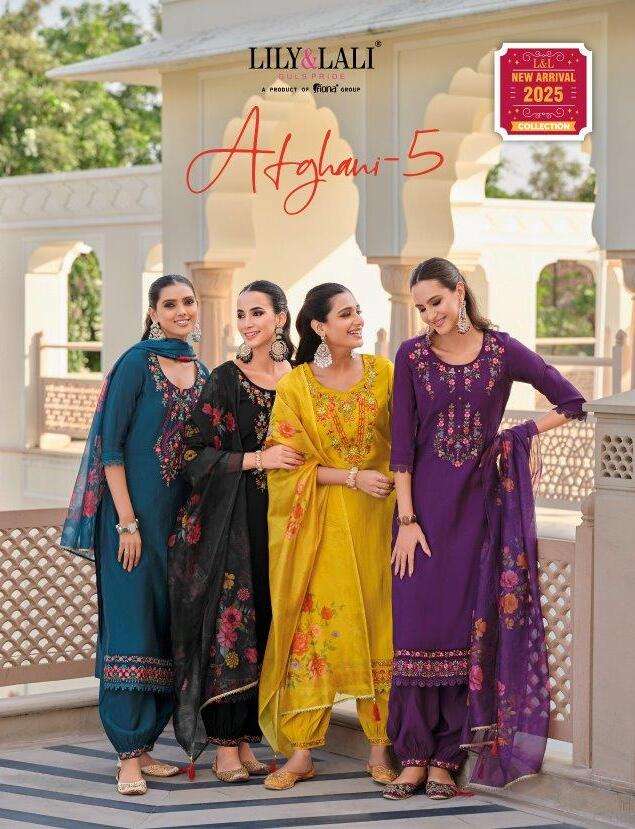 AFGHANI VOL-5 BY LILY AND LALI 25001 TO 24006 SERIES HANDWORK SILK DRESSES