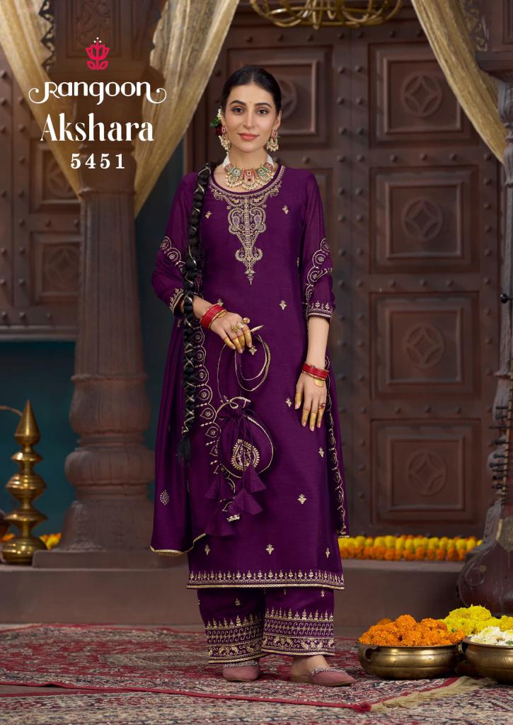 AKSHARA BY RANGOON 5451 TO 5456 SERIES HEAVY PURE SILK WORK DRESSES