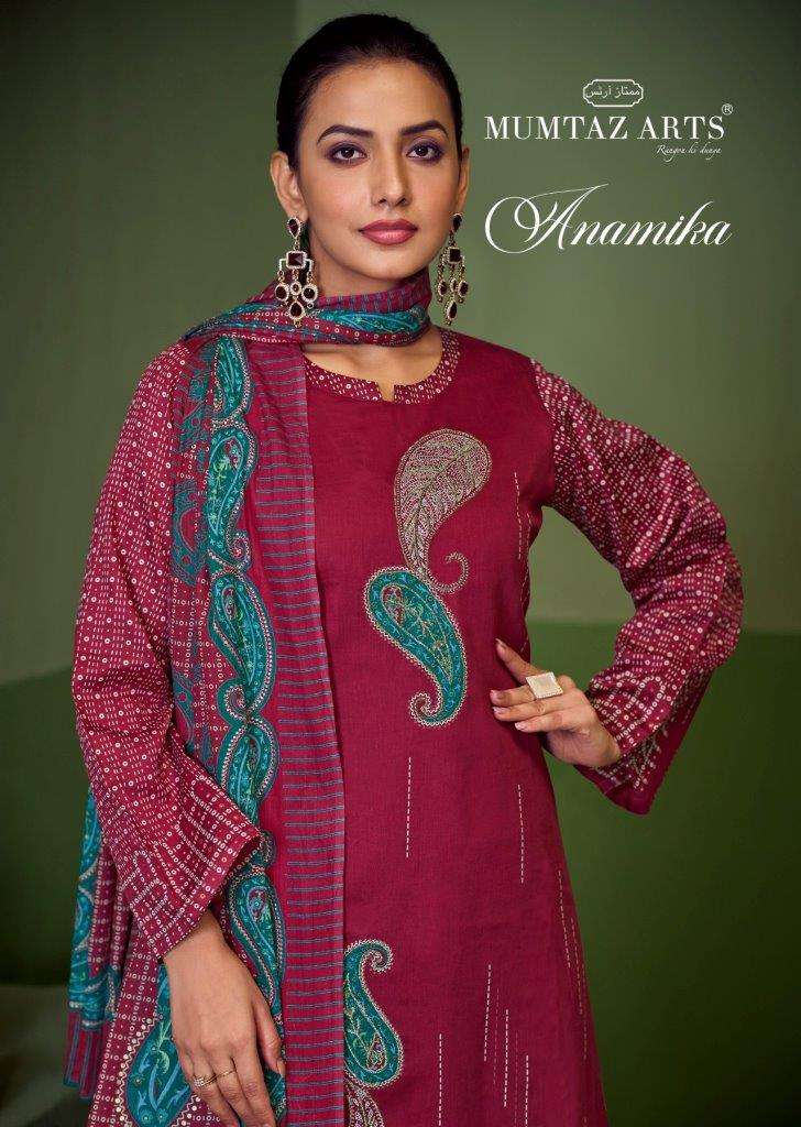 ANAMIKA BY MUMTAZ ARTS 15001 TO 15004 SERIES JAM SILK PRINT EMBROIDERY DRESSES