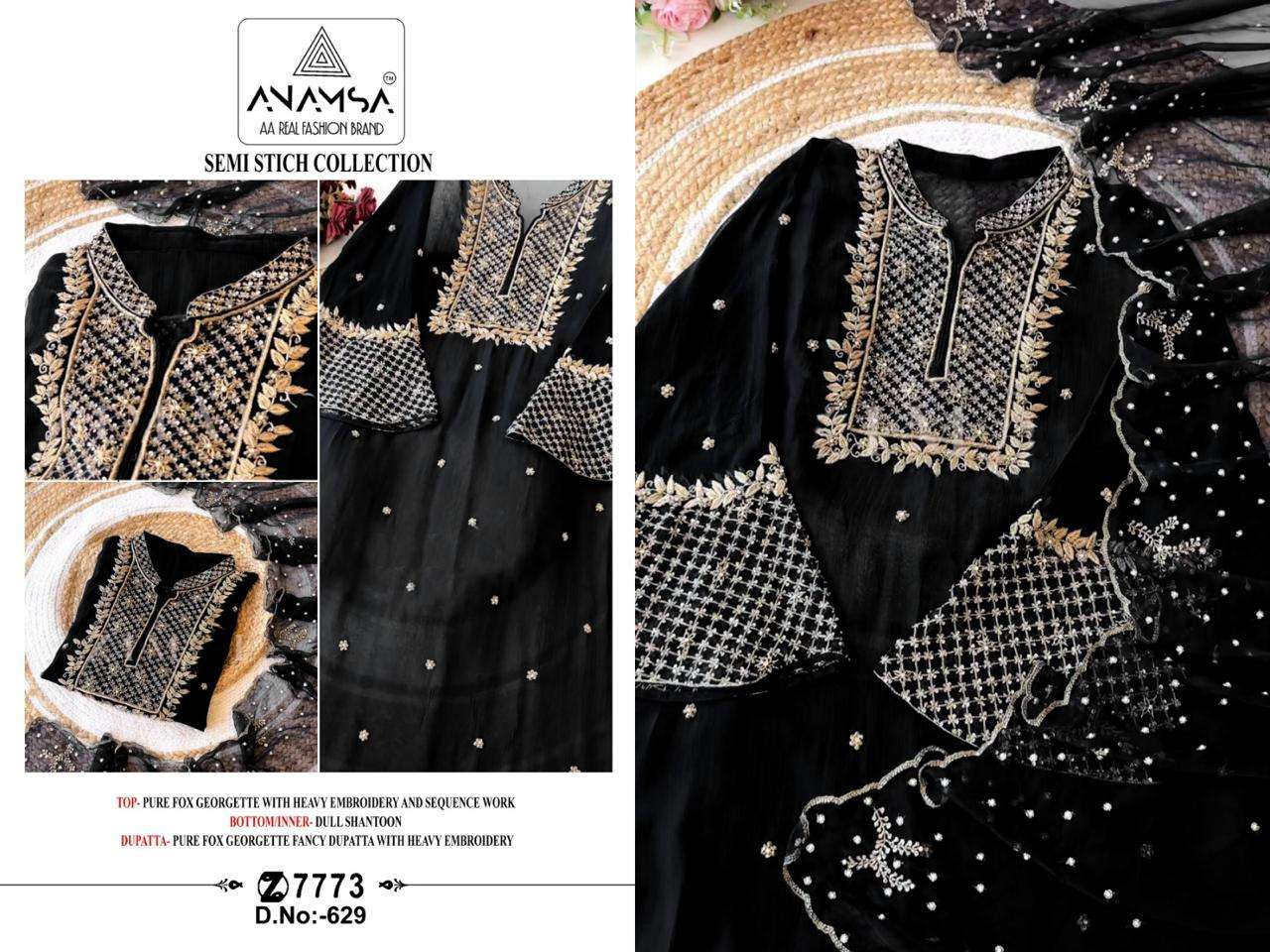 ANAMSA 629 BY ANAMSA DESIGNER PURE HEAVY FAUX GEORGETTE WORK DRESS