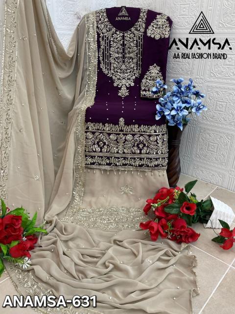 ANAMSA 631 BY ANAMSA DESIGNER PURE HEAVY FAUX GEORGETTE WORK DRESS