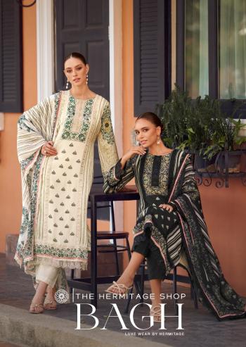 BAGH VOL-02 BY HERMITAGE CLOTHING 1001 TO 1006 HEAVY JAAM SATIN PRINTED DRESSES