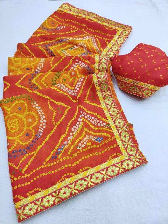 BANDHAN BY ASLIWHOLESALE PURE CHIFFON BHANDHEJ SAREESE