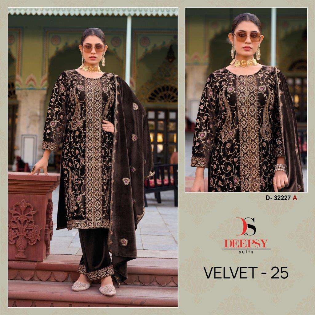 D-32227 BY DEEPSY SUITS HEAVY VELVET EMBROIDERY PAKISTANI DRESSES