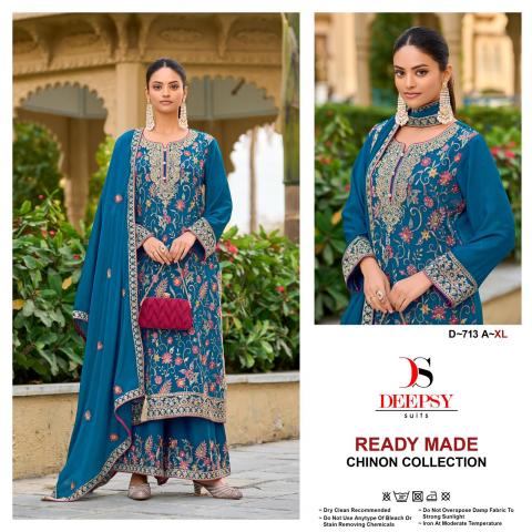 D-713 COLOURS BY DEEPSY SUITS HEAVY CHINON EMBROIDERY PAKISTANI DRESSES