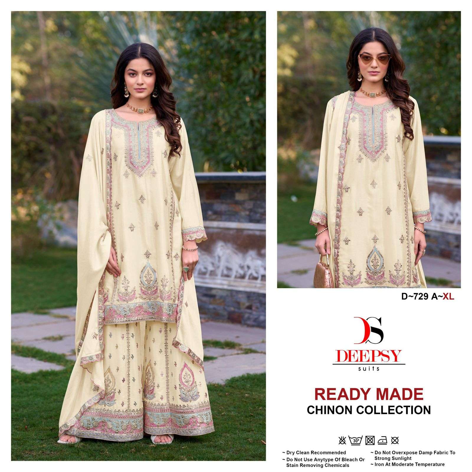 D-729 COLOURS BY DEEPSY SUITS HEAVY CHINON EMBROIDERY PAKISTANI DRESSES