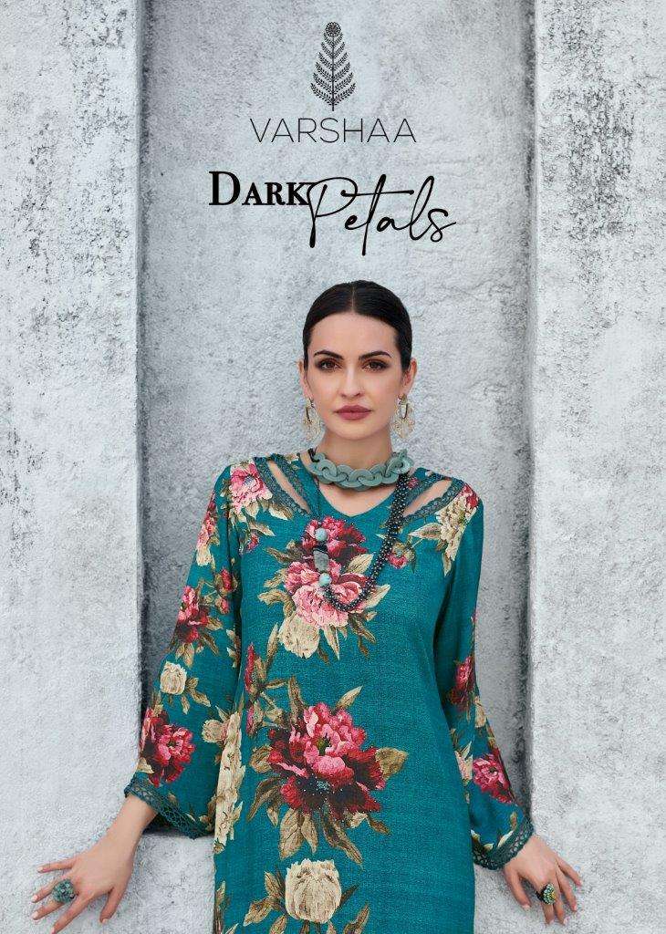 DARK PETALS BY VARSHA 01 TO 04 SERIES MODAL SATIN FANCY DIGITAL PRINTED DRESSES