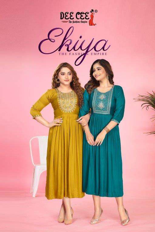 EKIYA BY DEE CEE 101 TO 106 SERIES DESIGNER FANCY SILK EMBTOIDERY KURTIS