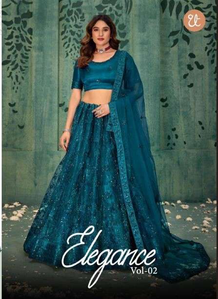 ELEGANCE VOL-02 BY THREAD THRILL 1005-A TO 1005-E SERIES PUREHEAVY SILK EMBROIDERY LEHENGHAS