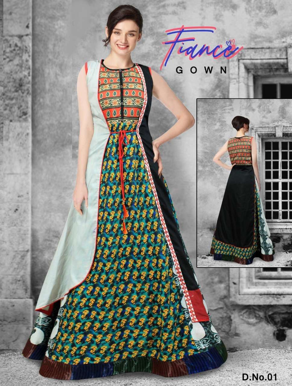 FIANCE BY ARYA DRESS MAKER DESIGNER FANCY HEAVY MUSLIN PRINT GOWNS