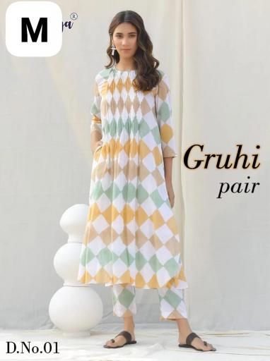 GRUHI BY ARYA DRESS MAKER DESIGNER FANCY HEAVY COTTON PRINT CO-ORD SET