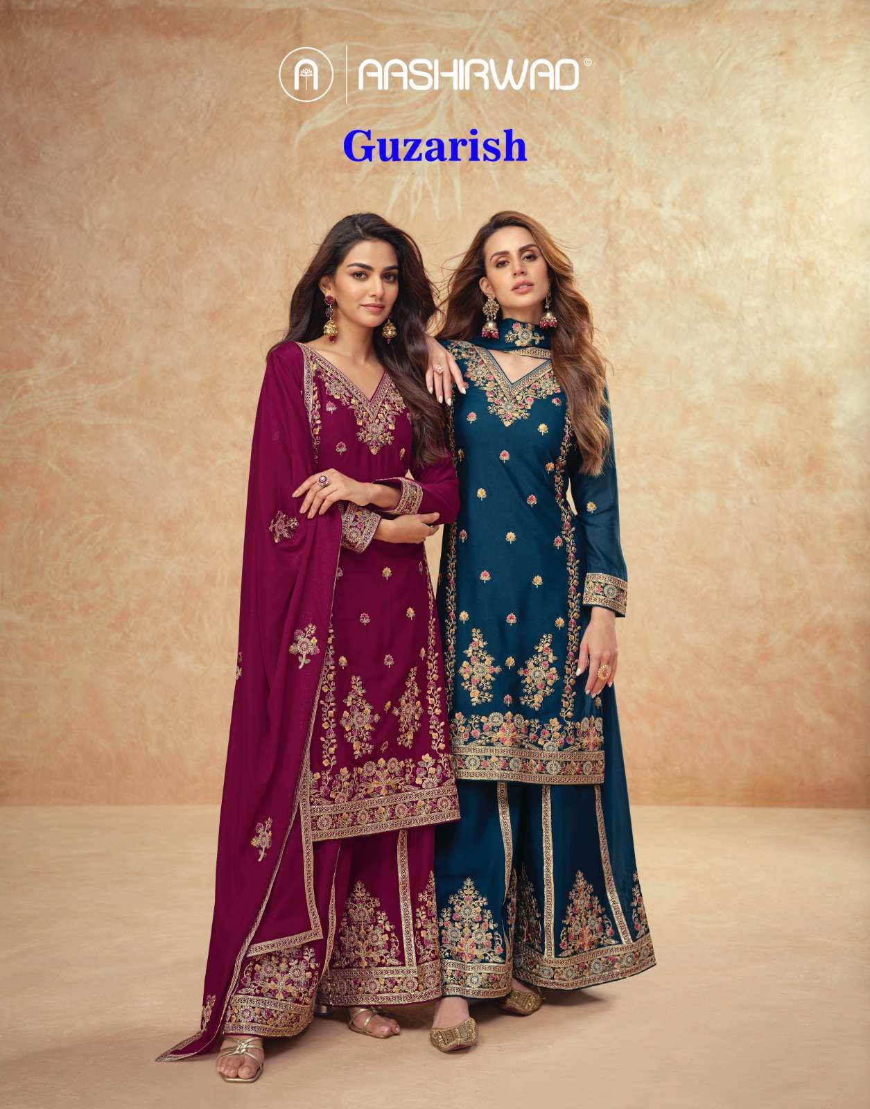 GUZARISH BY AASHIRWAD CREATION 10162 TO 10164 SERIES DESIGNER CHINON SILK DRESSES