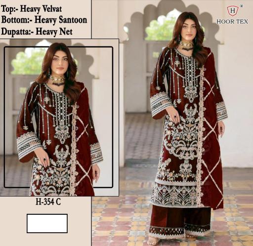 H-354 COLOURS BY HOOR TEX DESIGNER HEAVY VELVET EMBROIDERED PAKISTANI DRESSES