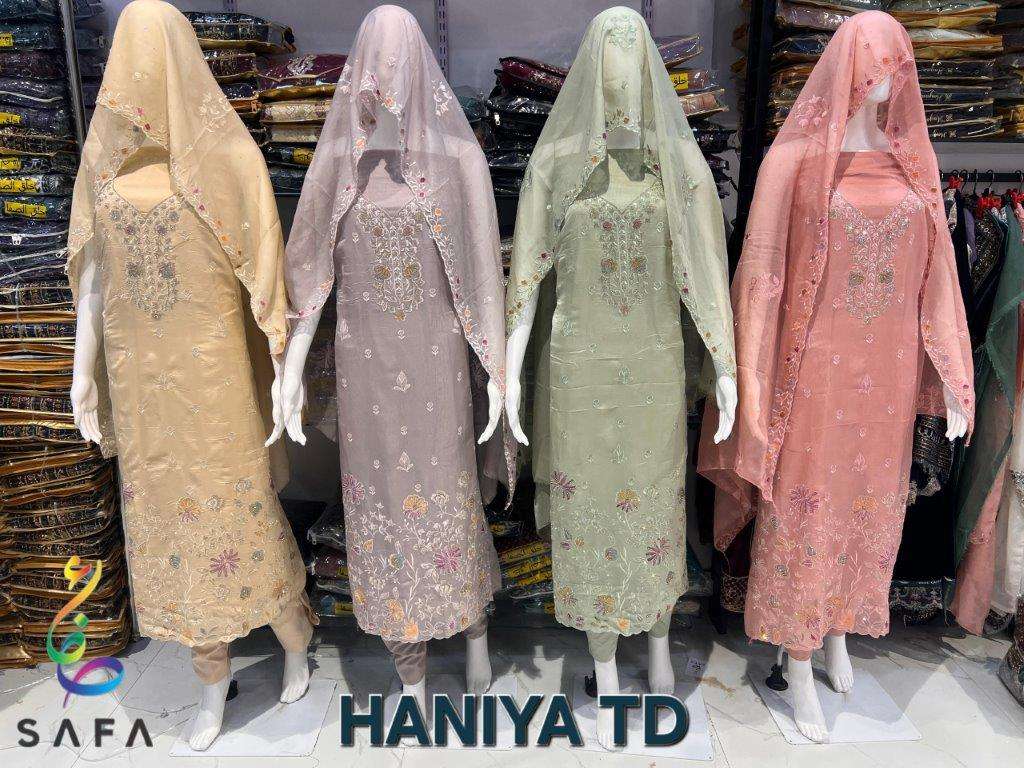 HANIYA TD BY SAFA CREACTION PURE TABI SILK AND EMBROIDERY DRESSES