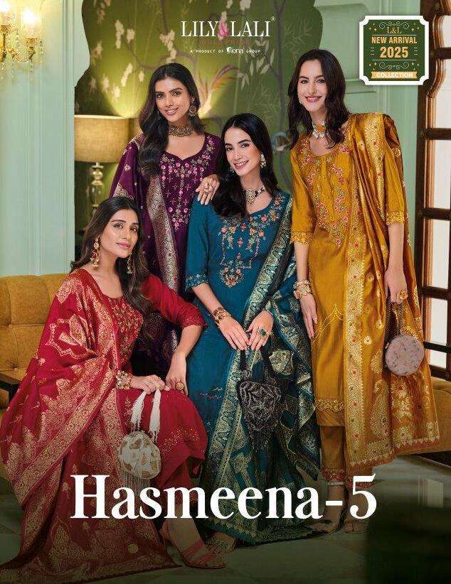 HASMEENA VOL-5 BY LILY AND LALI 24101 TO 24106 SERIES HANDWORK VISCOSE DRESSES