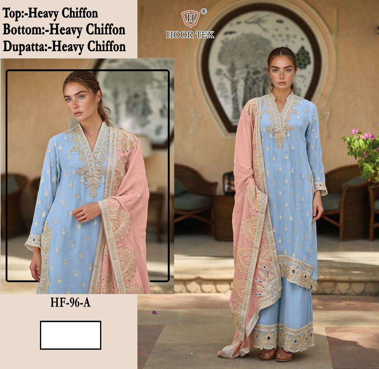 HF-96 COLOURS BY HOOR TEX DESIGNER CHIFFON EMBROIDERED PAKISTANI DRESSES