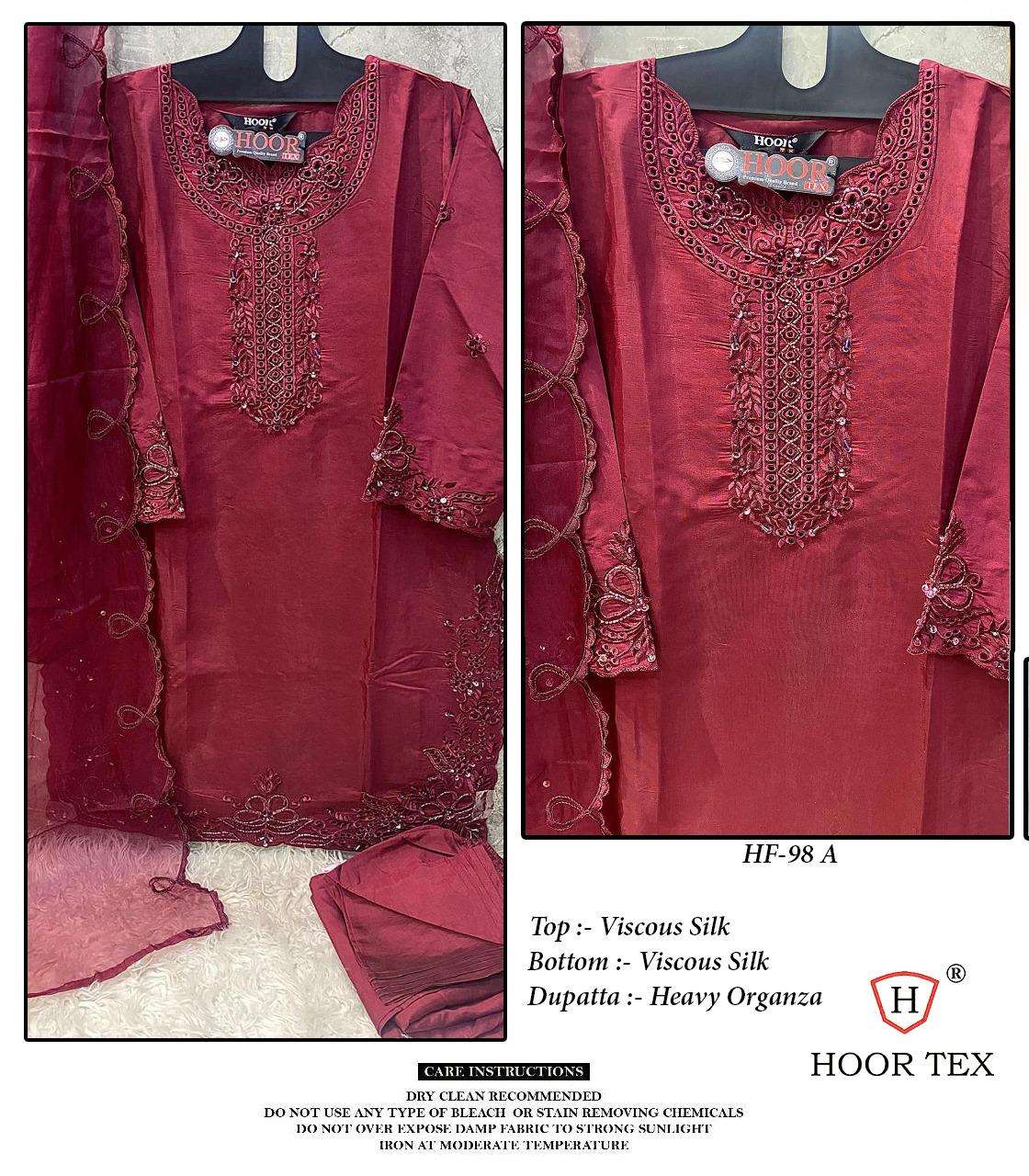 HF-98 COLOURS BY HOOR TEX DESIGNER VISCOSE SILK EMBROIDERED PAKISTANI DRESSES