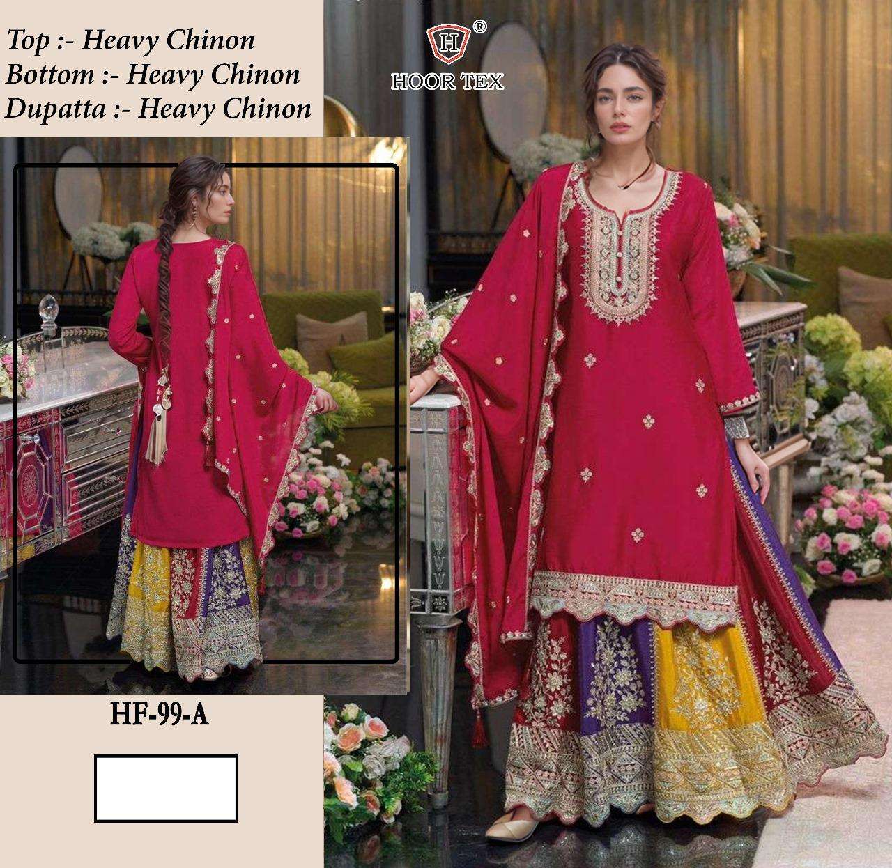 HF-99 COLOURS BY HOOR TEX DESIGNER CHINON EMBROIDERED PAKISTANI DRESSES