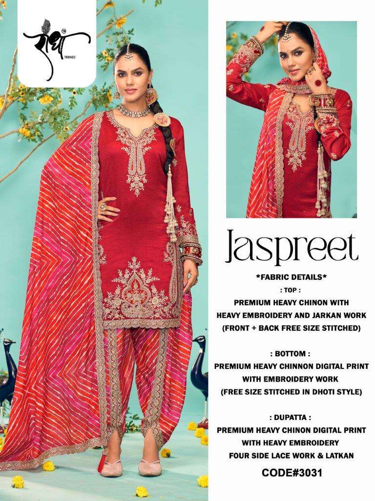 JASPREET BY RADHA TRENDZ 3031 TO 3034 SERIES CHINON EMBROIDERY DRESSES