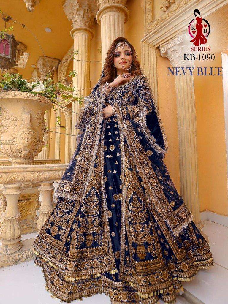 KB-1090 COLOURS BY SENHORA HEAVY DESIGNER 9000 VELVET EMBROIDERY LEHENGAS