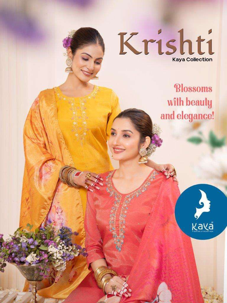 KRISHTI VOL-01 BY KAYA 01 TO 06 SERIES DESIGNER FANCY SHIMMER PRINTED DRESSES