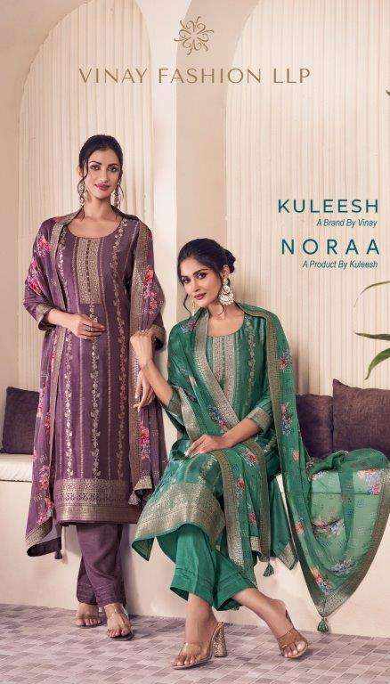 KULEESH NORA BY VINAY FASHION 71881 TO 71884 SERIES PURE SILK JACQUARD DRESSES