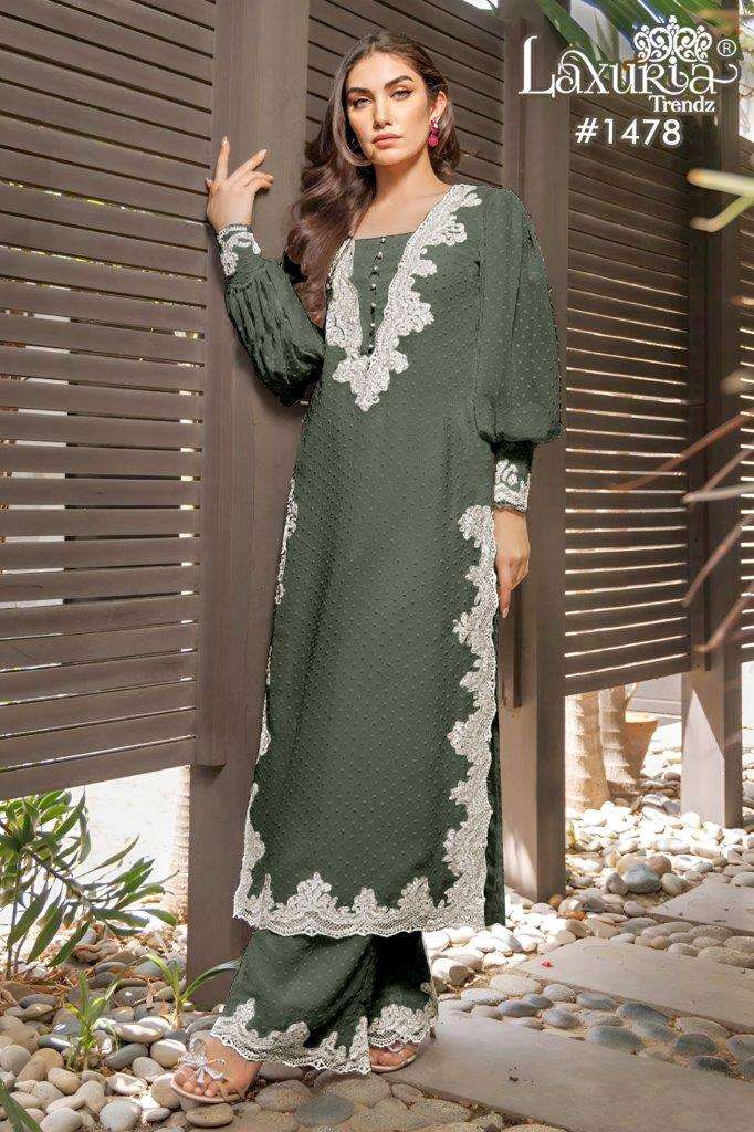 LAXURIA 1478 BY LAXURIA TRENDZ HEAVY DESIGNER MARBEL CHIFFON WORK DRESS