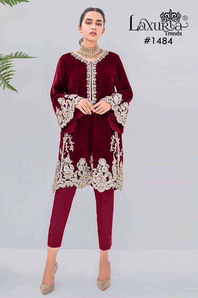 LAXURIA 1484 BY LAXURIA TRENDZ HEAVY DESIGNER VELVET FANCY CO-ORD SET