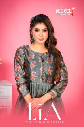 LIA BY DEE CEE 1001 TO 1006 SERIES DESIGNER FANCY SILK PRINT KURTIS