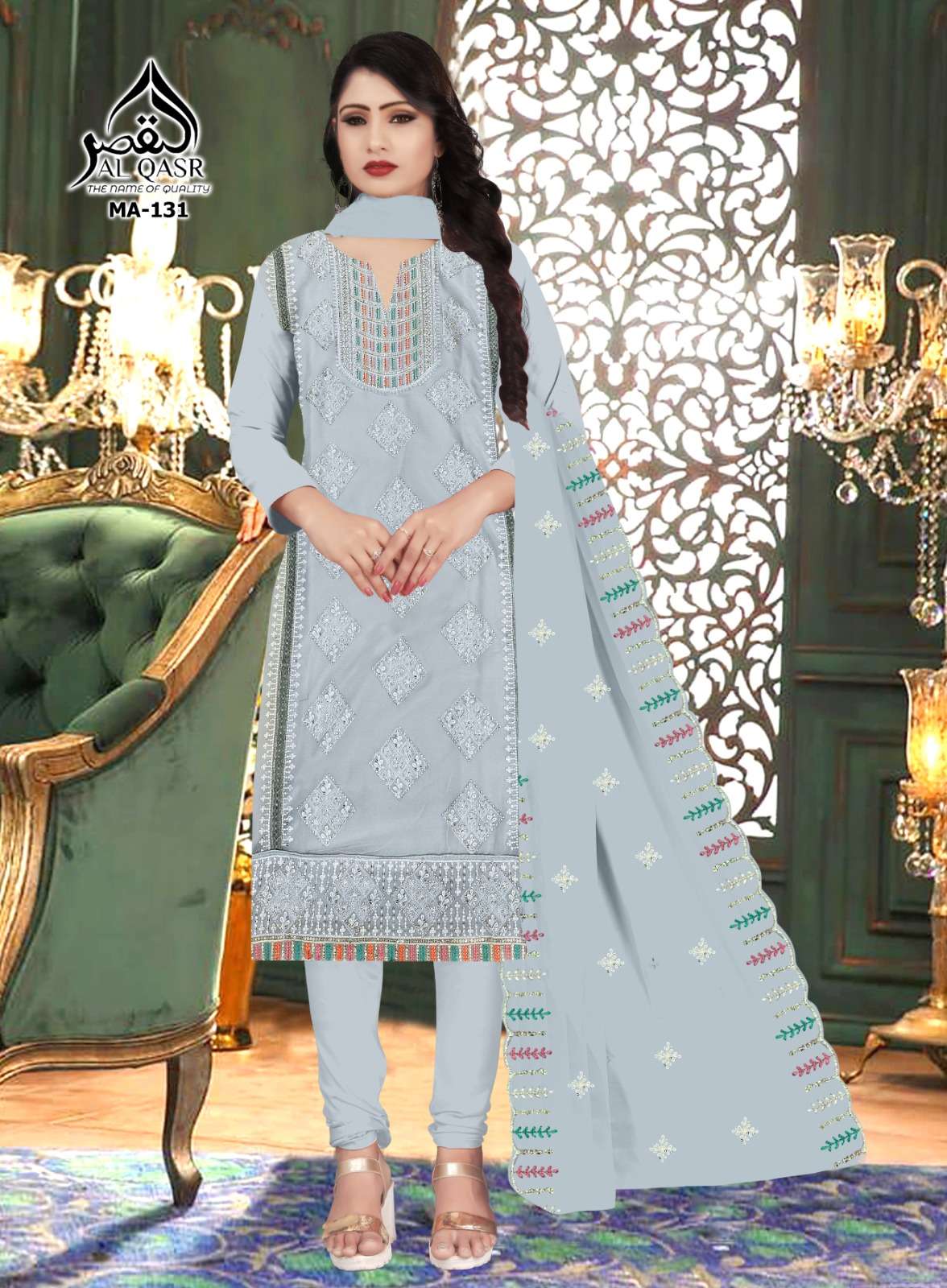 MA-131 BY AL-QASR PURE GEROGETTE WITH EMBROIDERE DRESSE