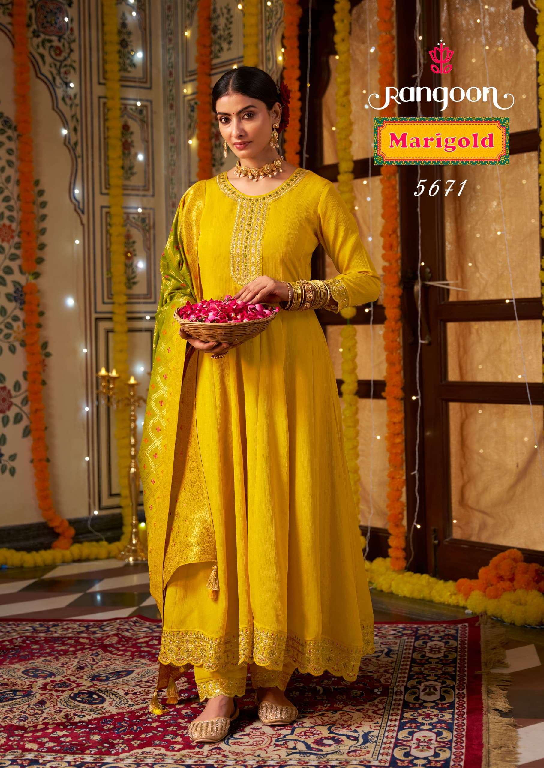 MARIGOLD BY RANGOON 5671 TO 5672 SERIES HEAVY PURE SILK WORK DRESSES