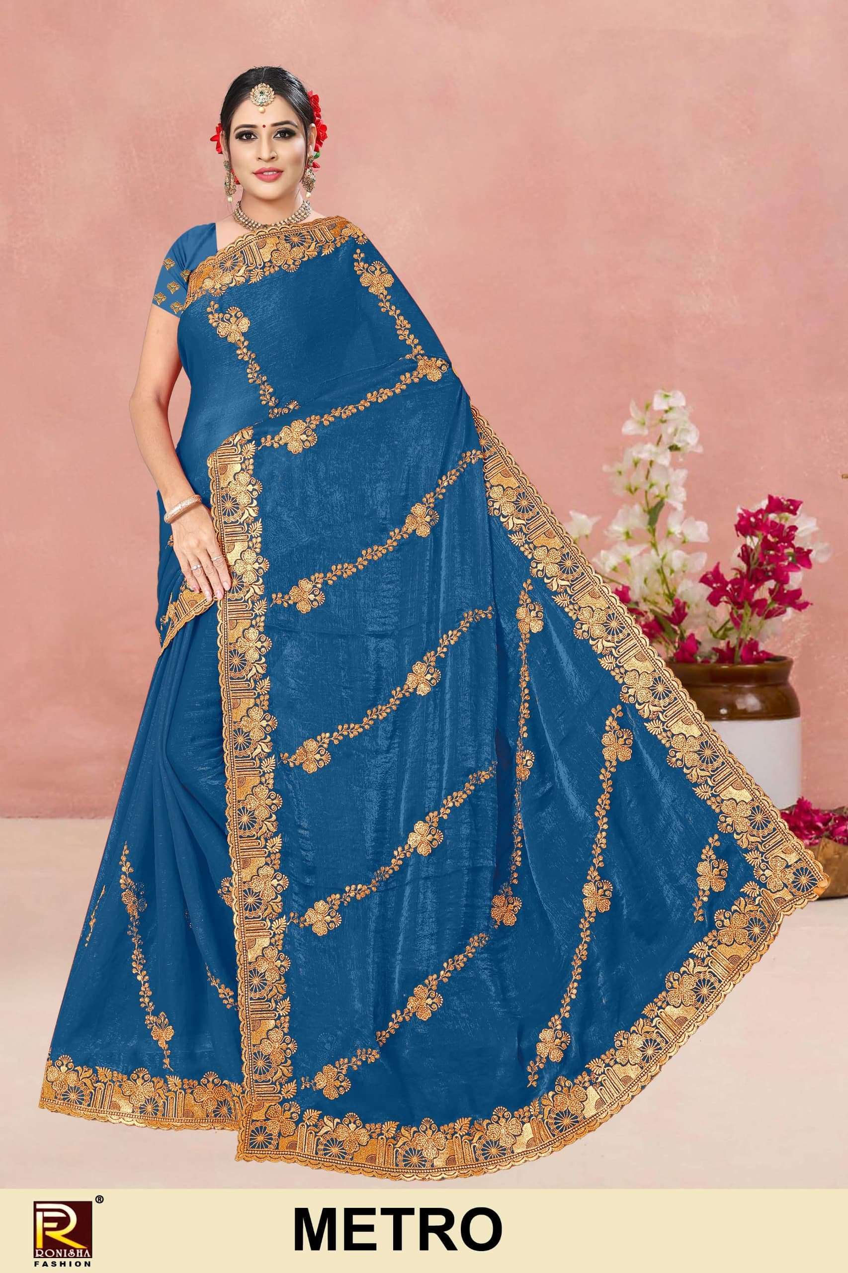 METRO BY RONISHA FASHION FANCY EMBROIDERY JARKAN SAREES